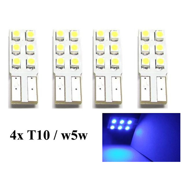 T10 w5w side Led med 6st 1210SMD chip Blå  4-pack