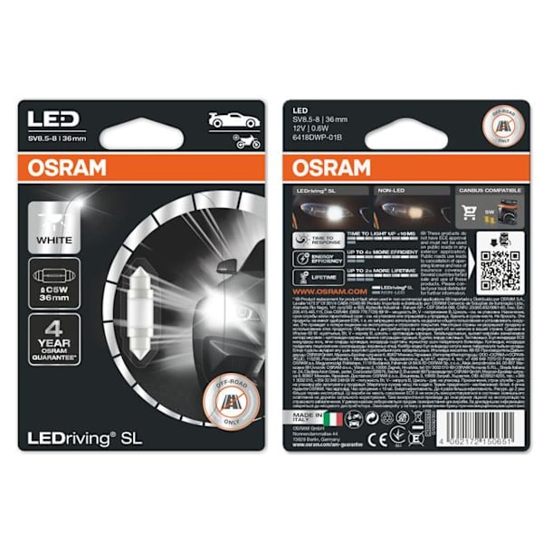 Osram c5w 36mm Led 6000K 1-pack spollampa festoon sv8,5-8 Vit