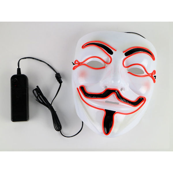 Mask Happy face med Glowstrip Röd Röd