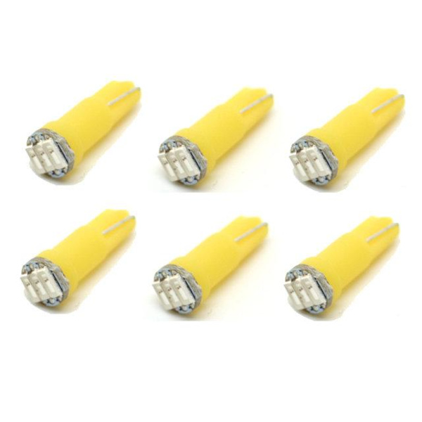 T5 gul 6-pack Led med 4014SMD chip W2x4.6d W2.1.x4.9d W1.2W W2.3W Yellow Gula 6-pack