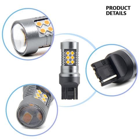 T20 w21w 6000k 2-pack Ledlampor chip 7440 w3x16d Silvergrå