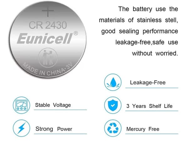 CR2430 5-pack Litiumbatteri  3V Eunicell.
