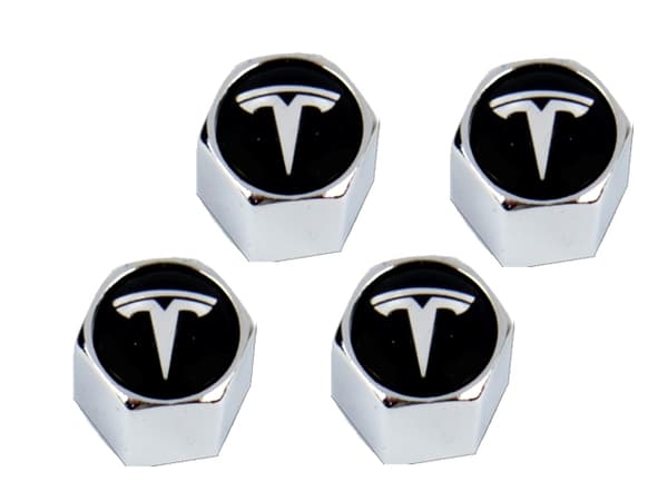 Ventilhattar Tesla 4 st + nyckelring i krom, exklusivt set