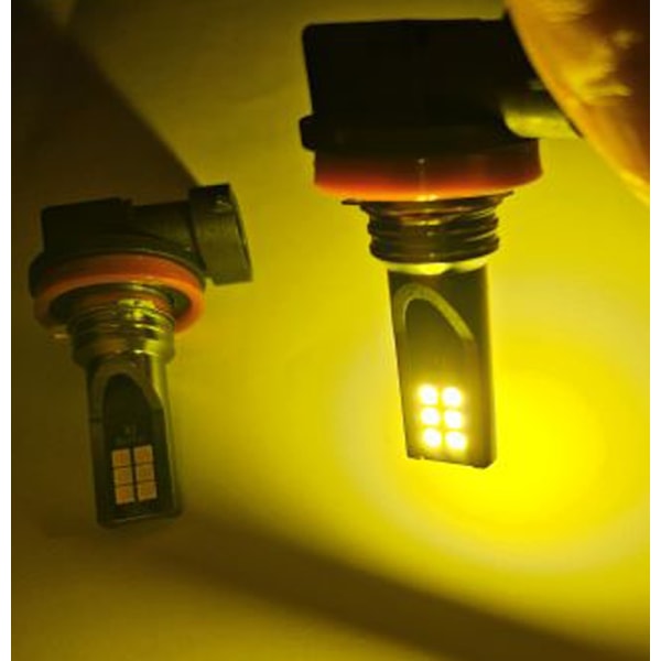 Dimljus H8 H11 Led lampor Gul 650 lumen 12-16v DC Gul