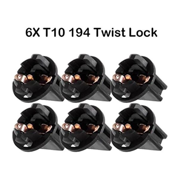 T10 w5w socklar adaptor 6-pack pc168 V70 V50 XC60 XC70 S80 Svart