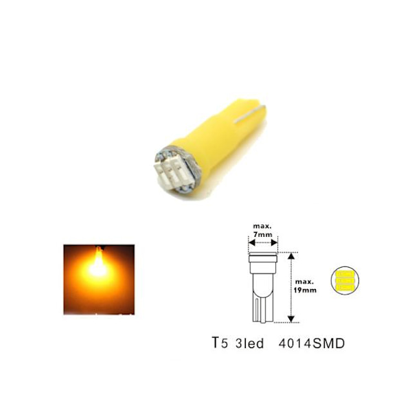 T5 gul 6-pack Led med 4014SMD chip W2x4.6d W2.1.x4.9d W1.2W W2.3W Yellow Gula 6-pack
