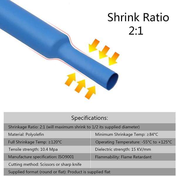 Krympslang sortiment 328 st olika storlekar diameter och längder multifärg