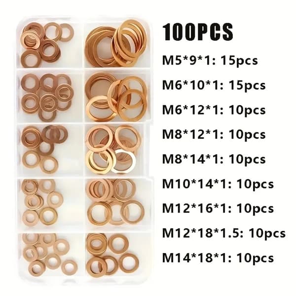 Kopparpackningar sortiment 100st
