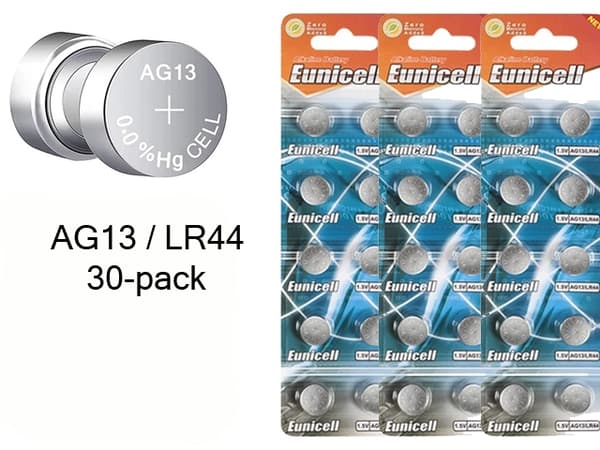 30-pack AG13 LR44 303 357 A76 LR1154 SR44 GP76A Batterier