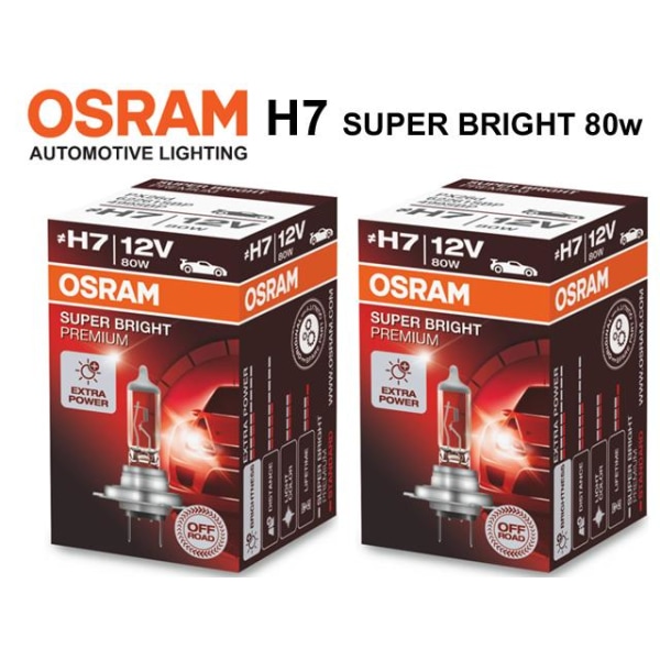 Osram H7 SUPER BRIGHT halogen premium lampor 12v DC px26d Metall utseende