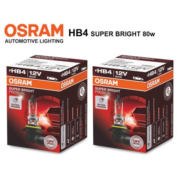Osram HB4 SUPER BRIGHT halogen premium lampor 12v DC P22d 9006 Metall utseende