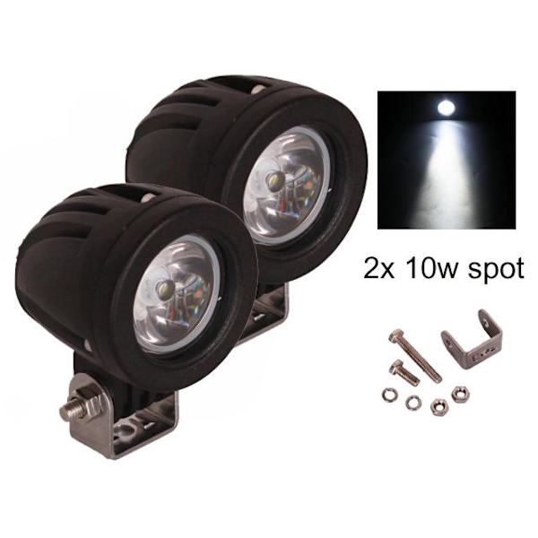 Led 10w mini Spot 3D lins 12 - 24V  2-pack Svart