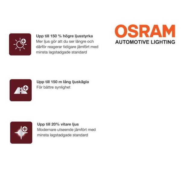 Osram Hb3 +150% NIGHT BREAKER LASER halogen premium lampor 9005 Metall utseende