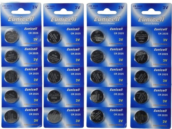 CR2025 20-pack Litium batterier 3V