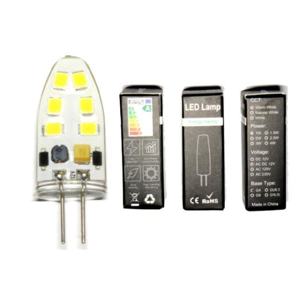 G4 2w dimbar 12v DC + AC Led lampa 3100K varmvit G-4  8-pack Varm vit