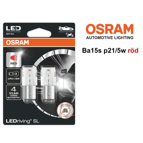Osram röd p21/5w bay15d 1157 led lampor 12v premium led Röd
