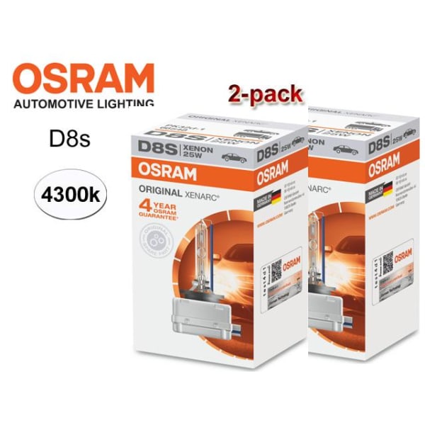 Osram D8S 25W 4300k XENARC Original xenon lampor 2-pack PK32d-1 Metall utseende