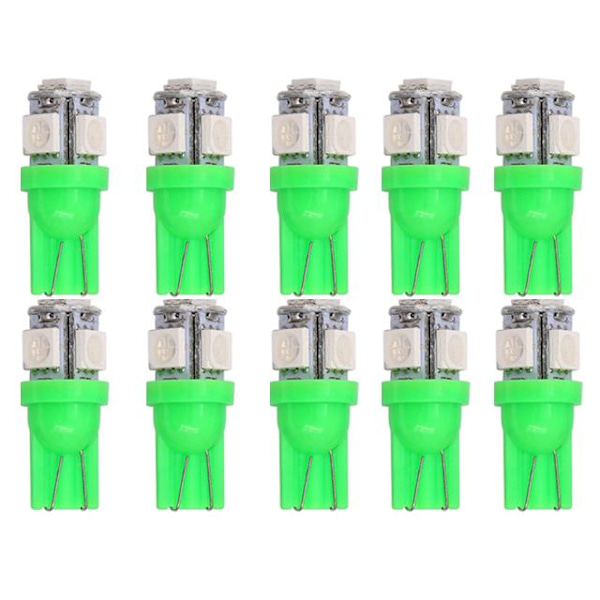 T10 w5w grön 10-pack Led chip 12v DC