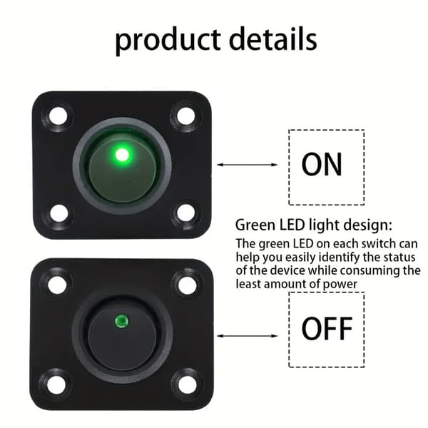 Panel med Strömbrytare 12v 20A avbrytare vaggströmställare  4-pack strömbrytare Svart