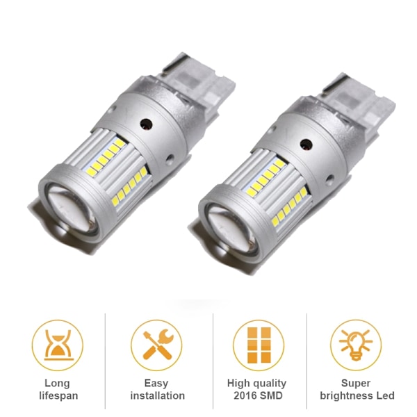 7440 6000K led lampor bromsljus backljus 2000 Lumen w21w T20 . Silvergrå