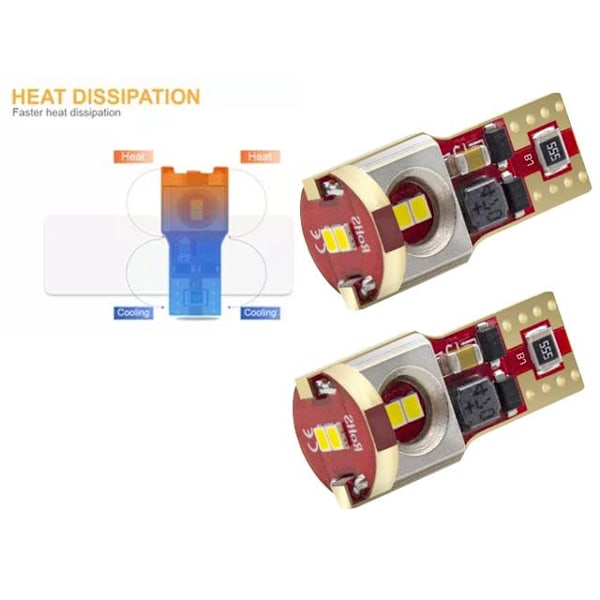T10 w5w Canbus 6000k Led lampor m. 15st 2835SMD chip 2-pack Vit