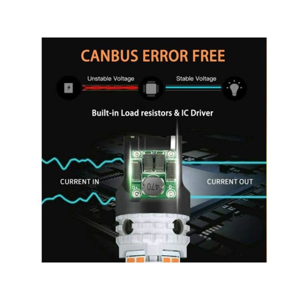 T20 7440 gul blinkers Canbus led lampor wy21w w21w diadem w3x16d Silvergrå