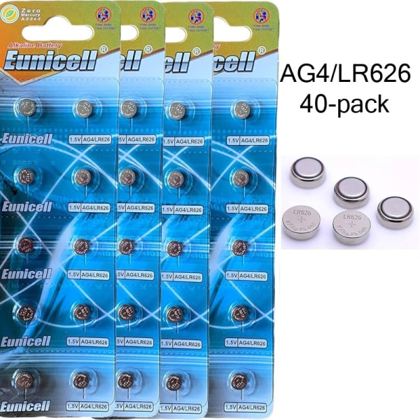 40-pack AG4 SR626SW SR66 SR626 V377 D377 606 LR626 sg4 batteri .