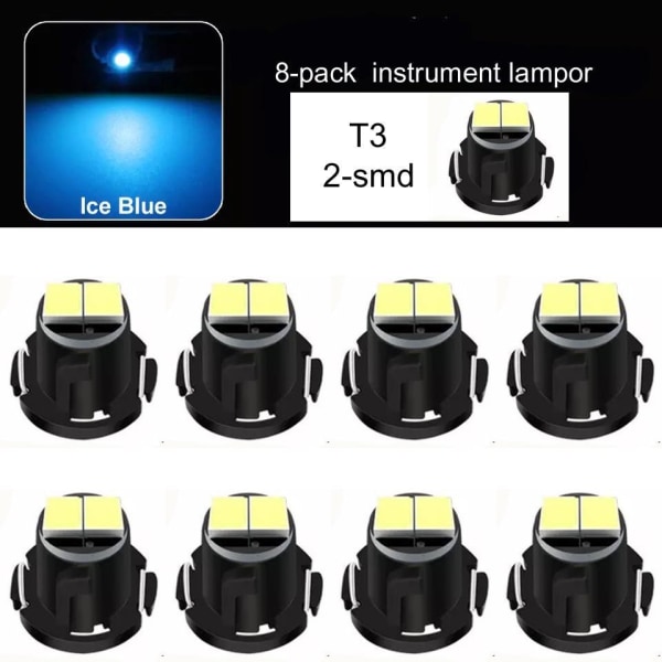 T3 isblå 8-pack Neo Wedge med 2x2016smd instrument belysning Blue Isblåa 8-pack