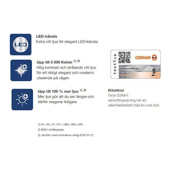 Osram H4 +100% COOL BLUE 5000k halogen lampor 12v DC PGJ19-2 Metall utseende