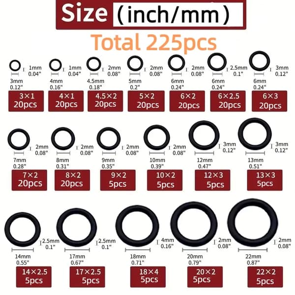 O-rings sortiment 225 st o-ringar