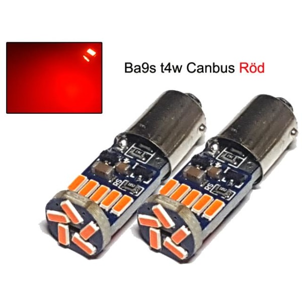 ba9s canbus röd led 2-pack t4w 190 lumen 12v Silvergrå
