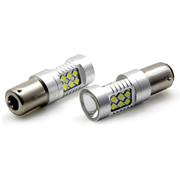 Ba15s  p21w Röd Led med 24st 2835smd ledchip 2-pack bromsljus Silvergrå