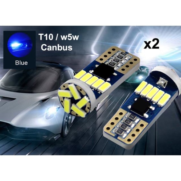 T10 w5w Canbus Blå 2-pack Led lampor med 15st 4014smd chip Blå