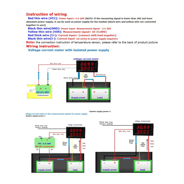 4 in 1 Volt + Amp + Temp + Watt 0-33V + 0-10A DC Digital lcd