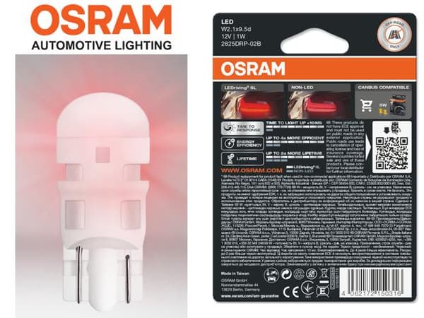 Osram t10 w5w röd 2-pack led W2.1x9.5d Röd