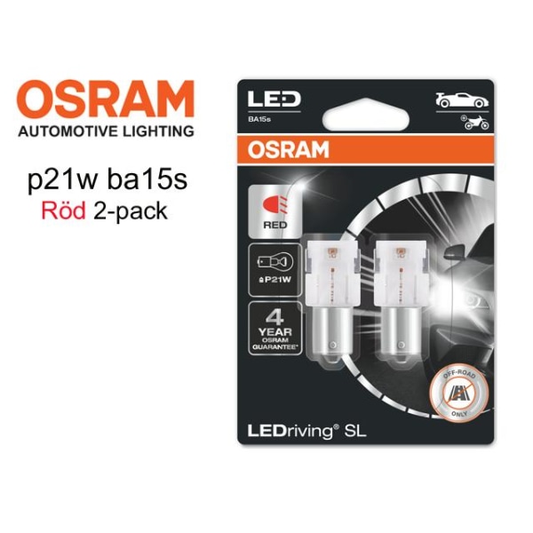 Osram röd p21w ba15s 1156 led lampor 12v Röd