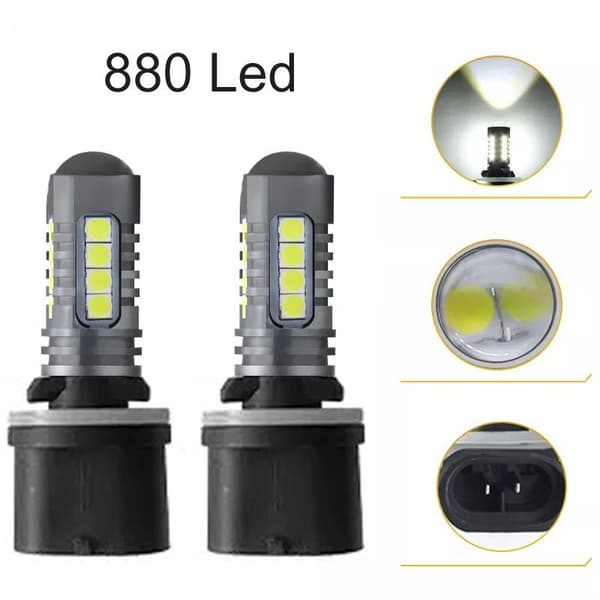 880 H27 Dimljus 500 lumen led 6000K m. 18st 3030smd chip  2-pack Silvergrå