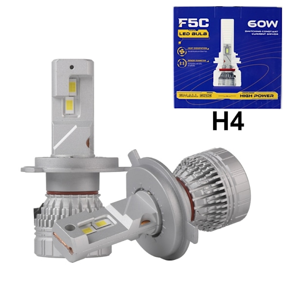 F5c led kit H4 +3500 lumen 53w 6000k halvljus helljus 2-pack multifärg