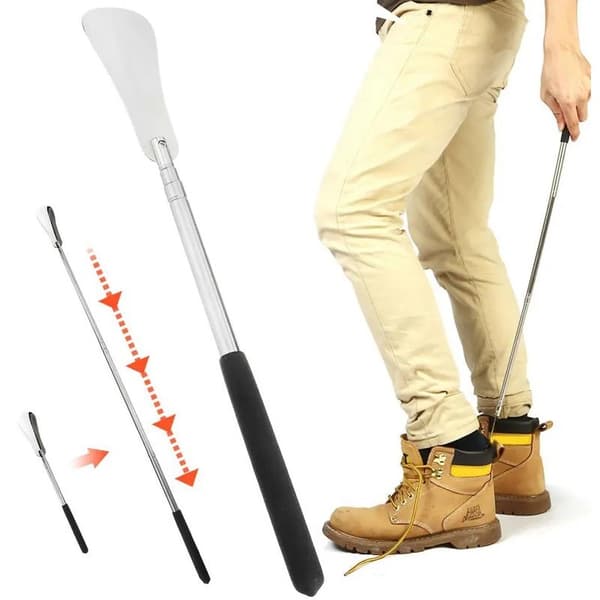 Skohorn, utdragbart i rostfritt stål, 26-75 cm, 1st Svart