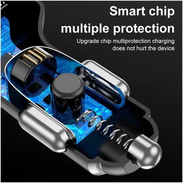 Snabbladdare PD Type C + 2 x USB QC3.0 bil båt husbil husvagn Silver