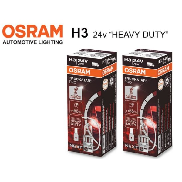 Osram H3 +100% 24volt 70w halogen premium lampor PK22s  2st Metall utseende