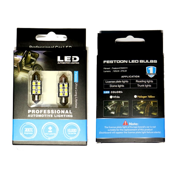 Canbus C5W 39mm spollampa Led 6000K 2-pack 12v festoon