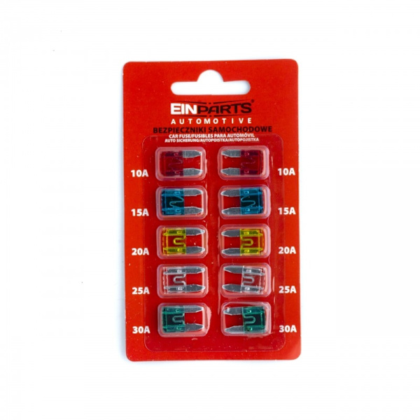 Säkringar Mini modell 10-pack 10A 15A 20A 25A 30A multifärg