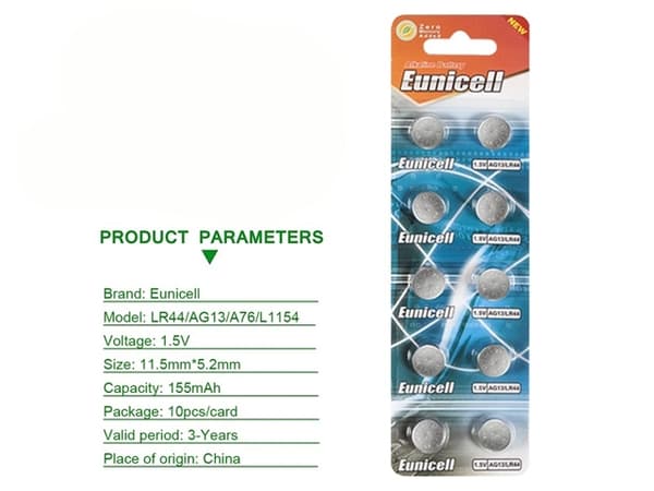 10-pack AG13 LR44 303 357 A76 LR1154 SR44 GP76A Batterier