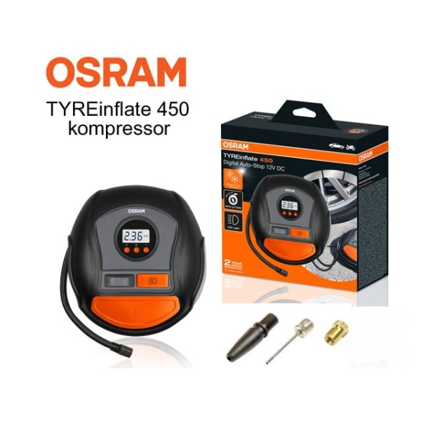 Osram TYREinflate 450 digital display kompressor däckpump 12volt multifärg