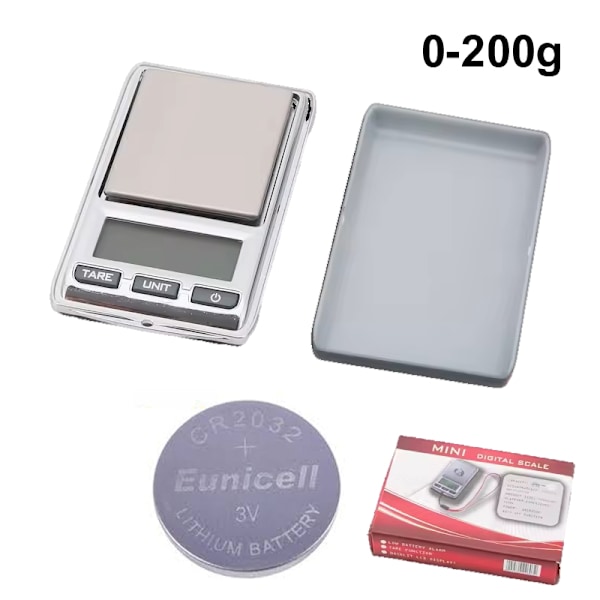 Digital mini våg 0,01g - 200g ink batteri CR2032 pocketscale . multifärg