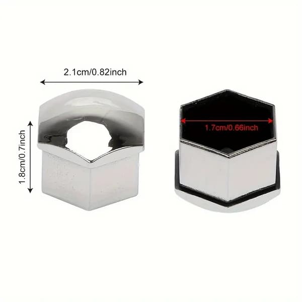 Hjulmutterkåpor 17mm Silver Krom / Hjulbultskåpor 20-pack + monteringsverktyg