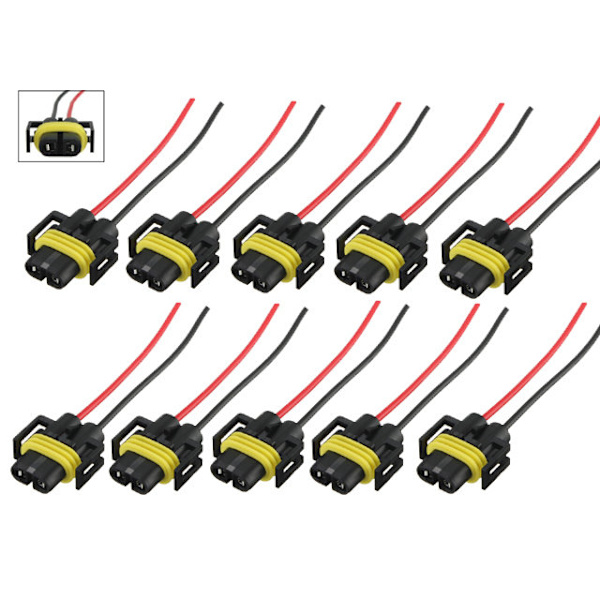 H8 H11  xenon / led / halogen kontakter sockel fattning 10-pack Svart