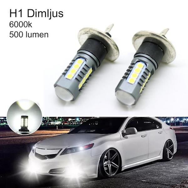 H1 Dimljus 500 lumen led 6000K P14.5s  2-pack Silvergrå