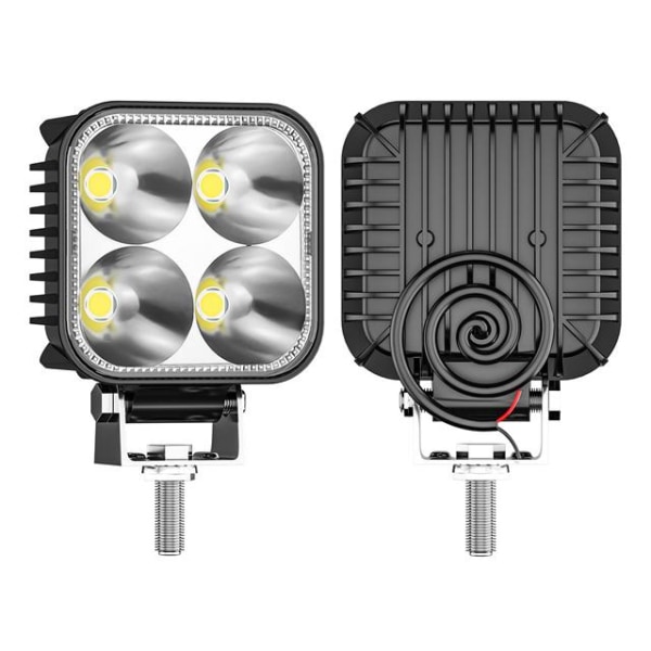 2x Led 20w mini Spot 12 - 24 volt 2000 lumen st + blixtljus Svart